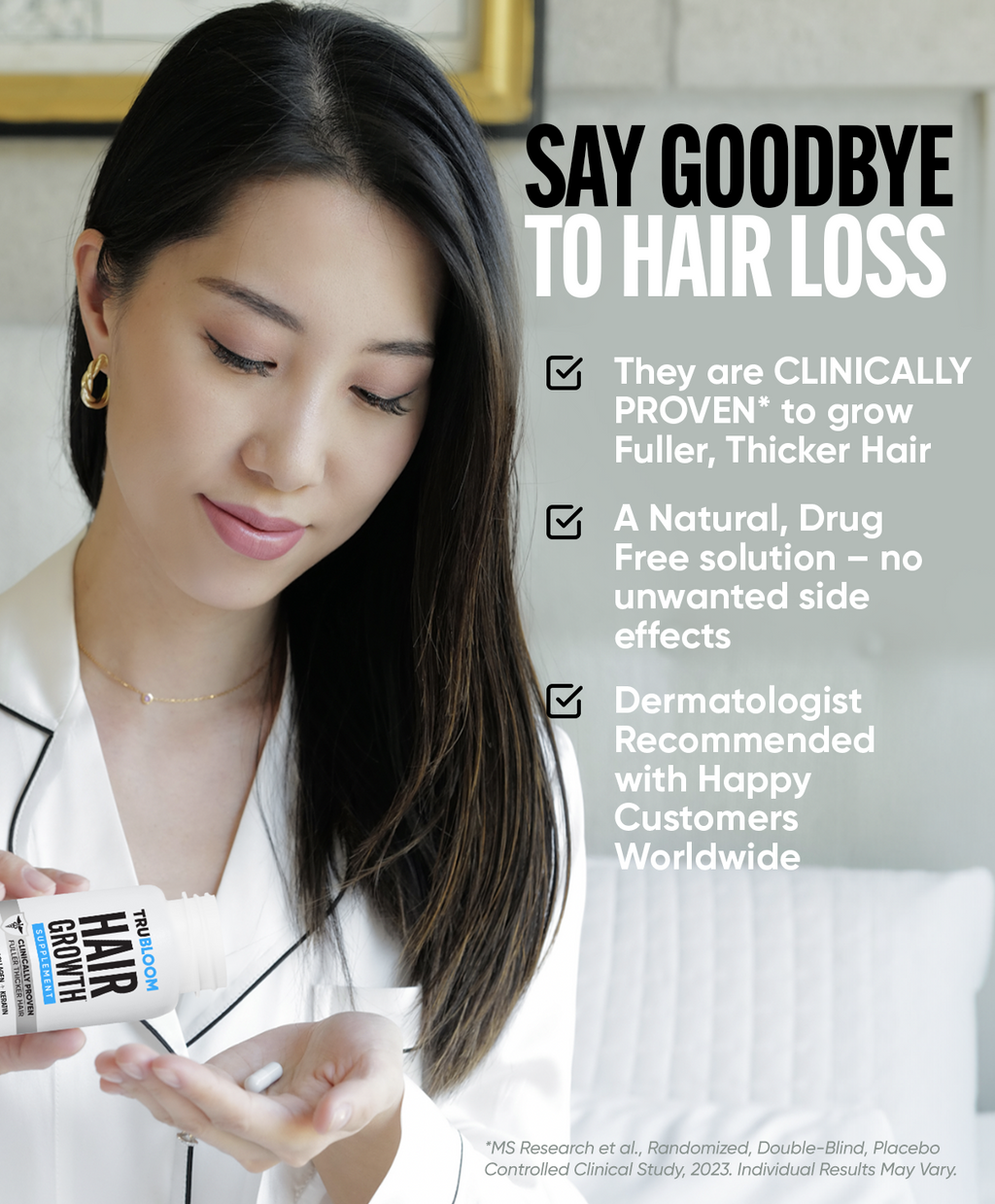 TRU BLOOM Hair Growth Vitamins - 60 Day Hair Challenge (2 Month Supply)